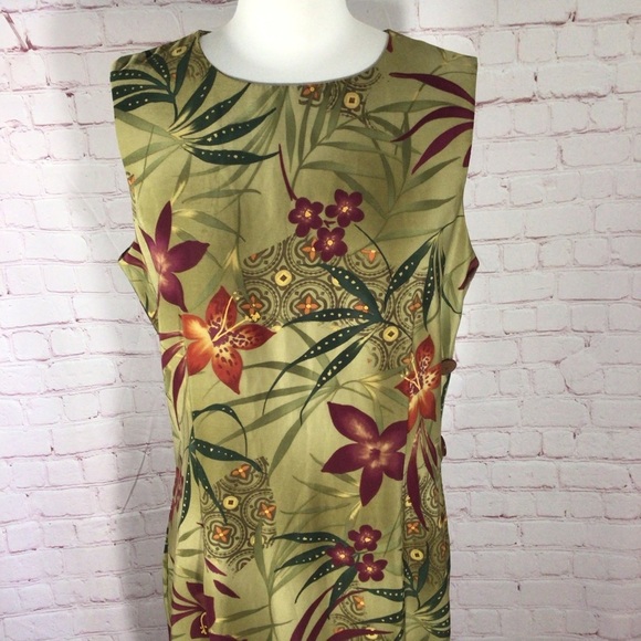 R&K Originals Green Floral Sleeveless Dress - Size 10 - Picture 1 of 9